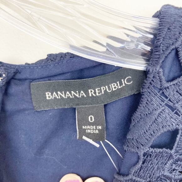 Banana Republic Navy Blue Lace Crochet Dress Sz 0 - Picture 4 of 7
